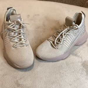 Womens Madden Girl Shimmer‎ Rhinestone Sneakers Beige Size US 8, UK 6, EU 39